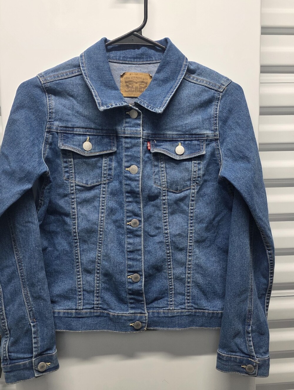 Levi's Women's Rivited Blue Denim Jacket Western Retro Americana Trucker Junior